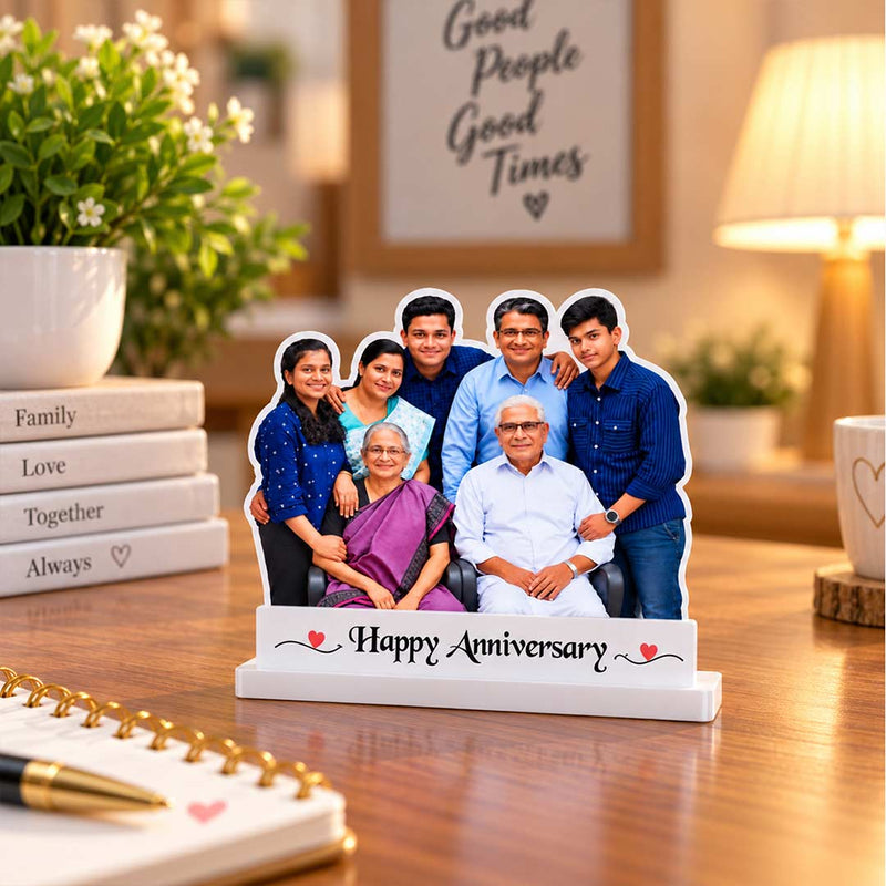 Personalized Family Anniversary Photo Table Stand | Custom Family Keepsake Gift for Parents | Love Craft Gifts™