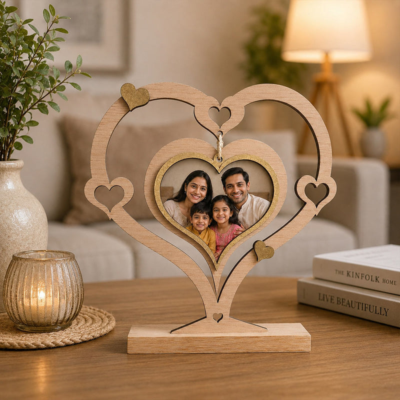 Personalized Family Heart Photo Stand 5x6 Inch | Love Craft Gifts™