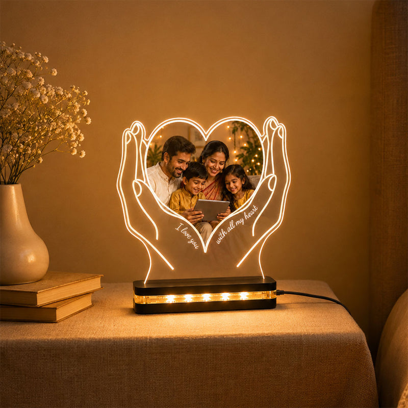 Personalized Family Photo LED Acrylic Lamp 6x8" | Custom Heart Light Gift | Love Craft Gifts™