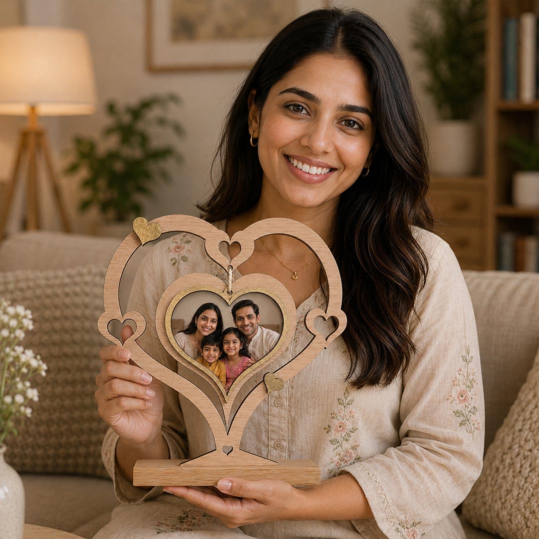 Personalized Family Picture Heart Stand | Unique Keepsake Gift for Parents