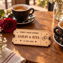 Personalized First Date Ticket Keepsake | Custom Couple Names & Date | Love Craft Gifts™