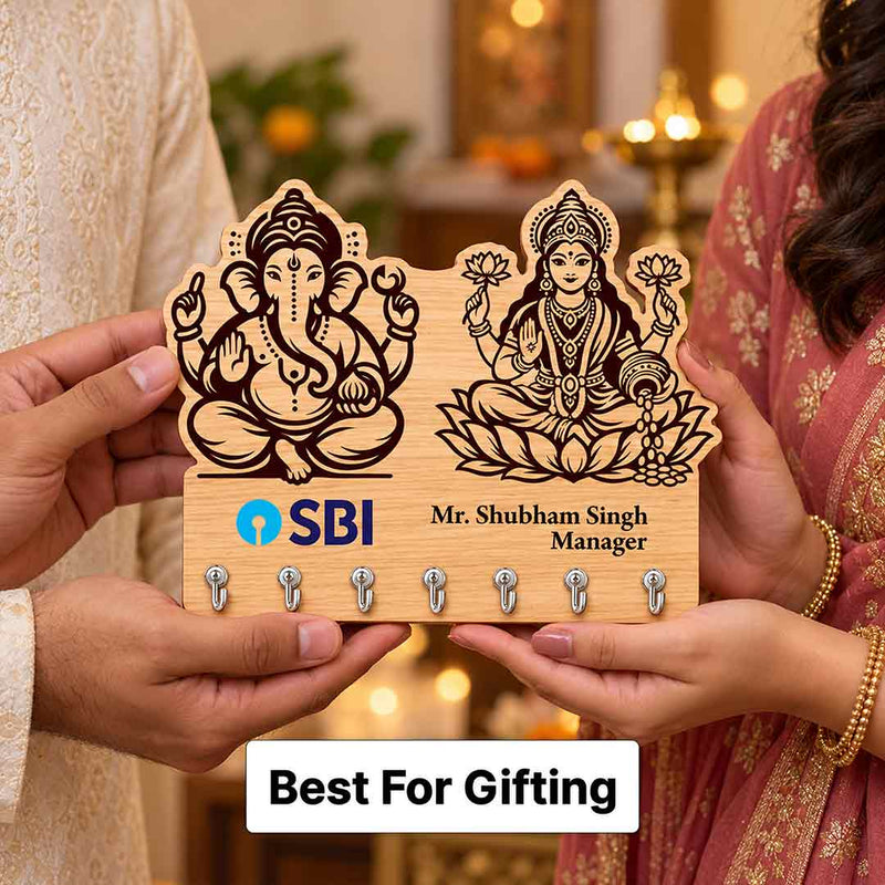 Personalized Ganesha Lakshmi Key Organizer for Home, Office & Gifting | Love Craft Gifts™