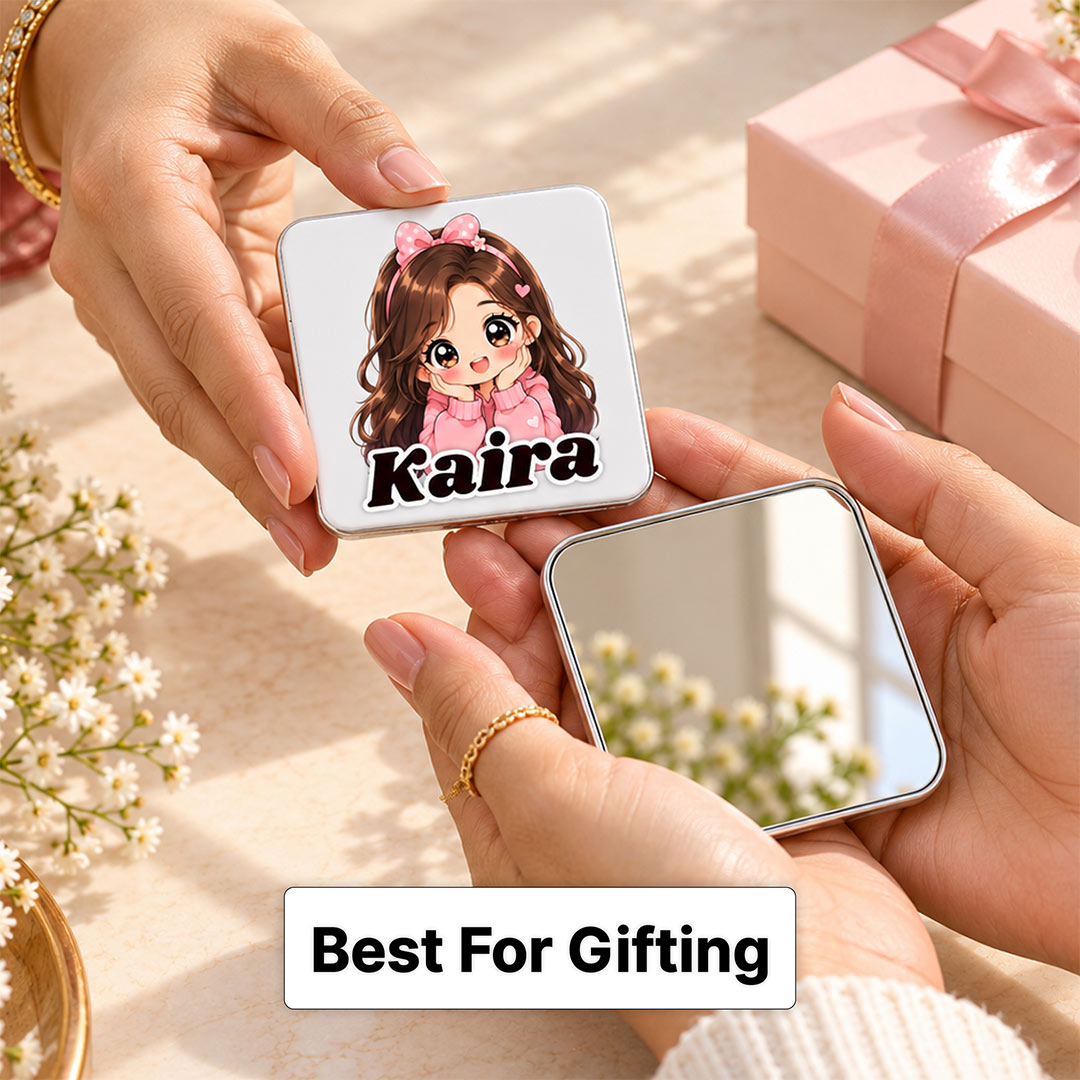 Personalized Girl Pocket Mirror | Custom Name Compact Mirror