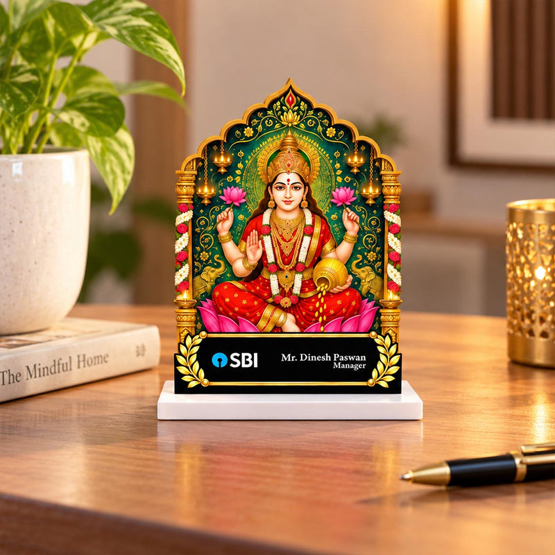 Personalized Goddess Lakshmi Desk Stand 5x6" | Custom Corporate Office Gift | Love Craft Gifts™