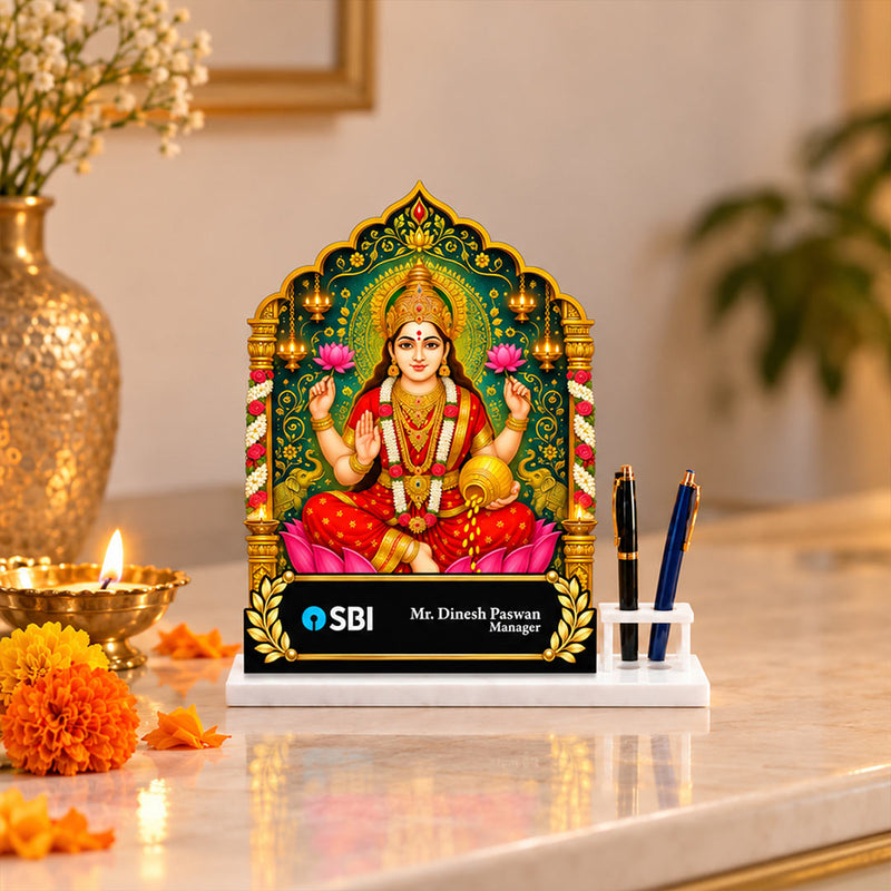 Personalized Goddess Lakshmi Pen Holder 10x6" | Diwali Corporate Gift | Love Craft Gifts™