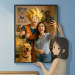 Custom Goku Selfie Wall Art with Wooden Frame | Love Craft Gifts