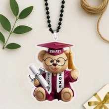 Personalized Graduation Teddy Bear Car Hanger | Rear View Mirror Hanging for Graduates | Love Craft Gifts™