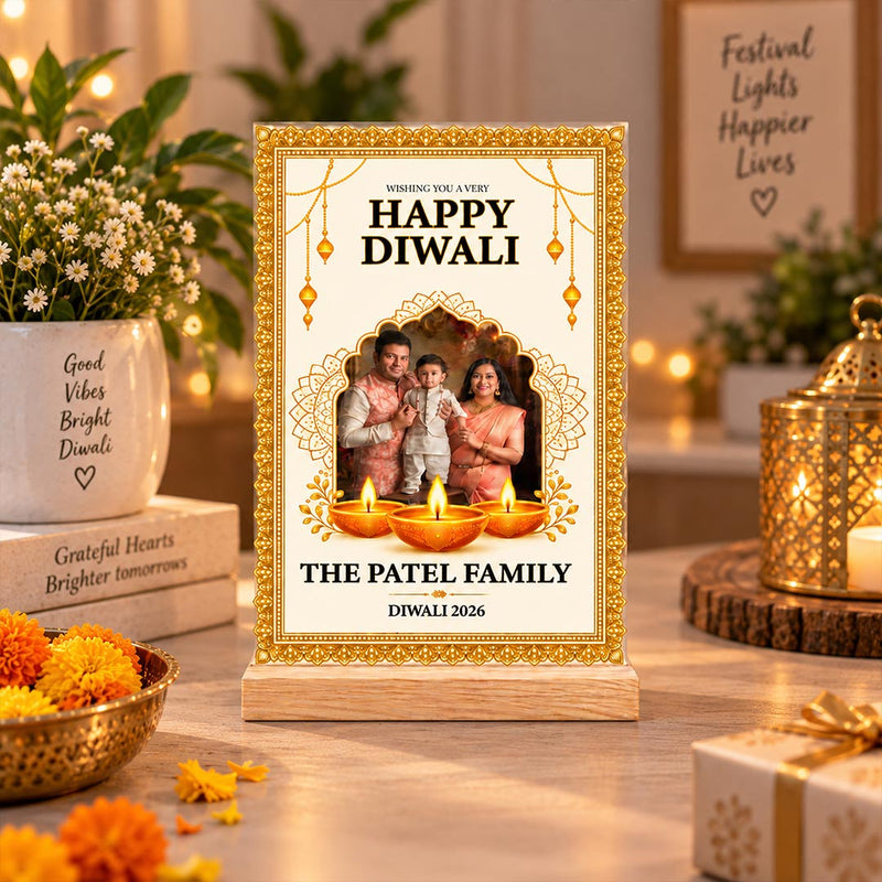 Personalized Happy Diwali Family Photo Plaque | Love Craft Gifts™