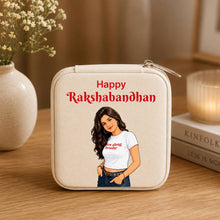 Personalized Happy Raksha Bandhan Cartoon Jewellery Travel Case | Gift for Sister, Women & Girls | 16x11x5 cm