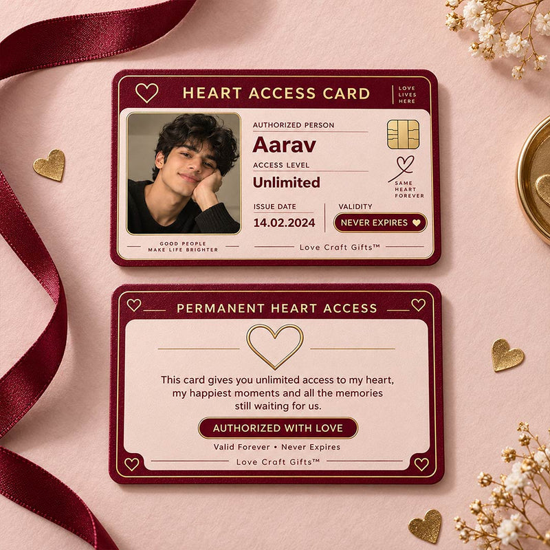 Personalized Heart Access Card with Photo & Name | Love Craft Gifts™