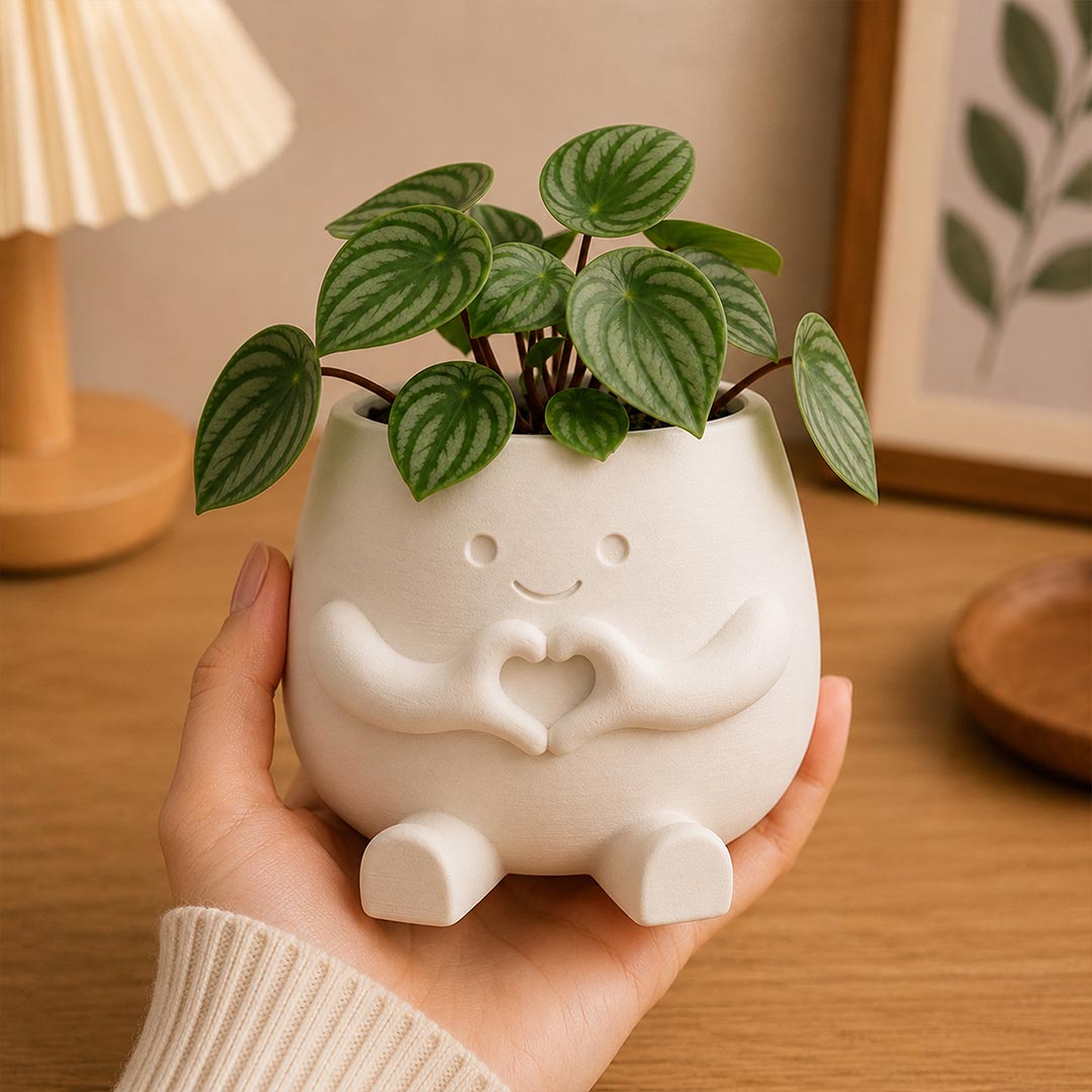 Personalized Heart Hands Plant Pot | Custom Name Cute Love Plant Buddy Planter for Couples & Plant Lovers