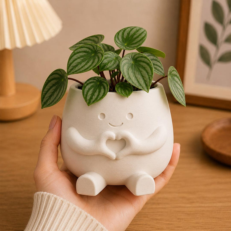 Personalized Heart Hands Plant Pot | Custom Name Cute Love Plant Buddy Planter for Couples & Plant Lovers