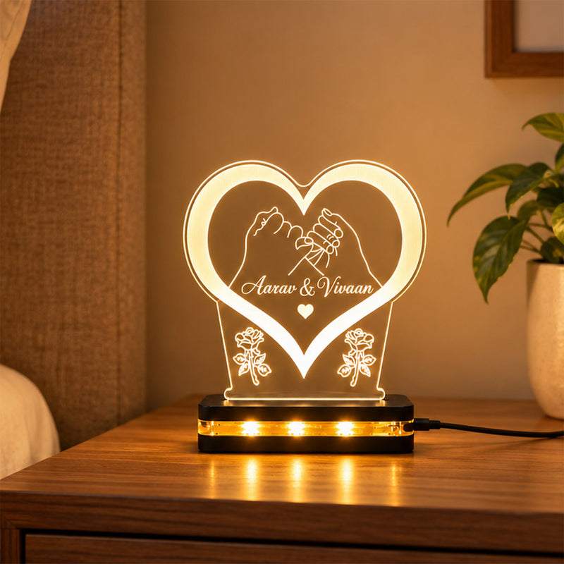 Personalized Heart LED Acrylic Name Lamp 5x6″ | Custom Couple Gift | Love Craft Gifts™