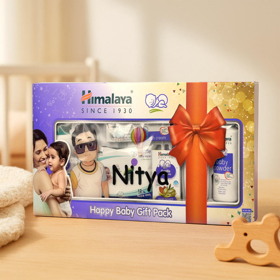 Personalized Himalaya Baby Care Gift Hamper with Name Tag | Complete Newborn Essentials Box | Love Craft Gifts