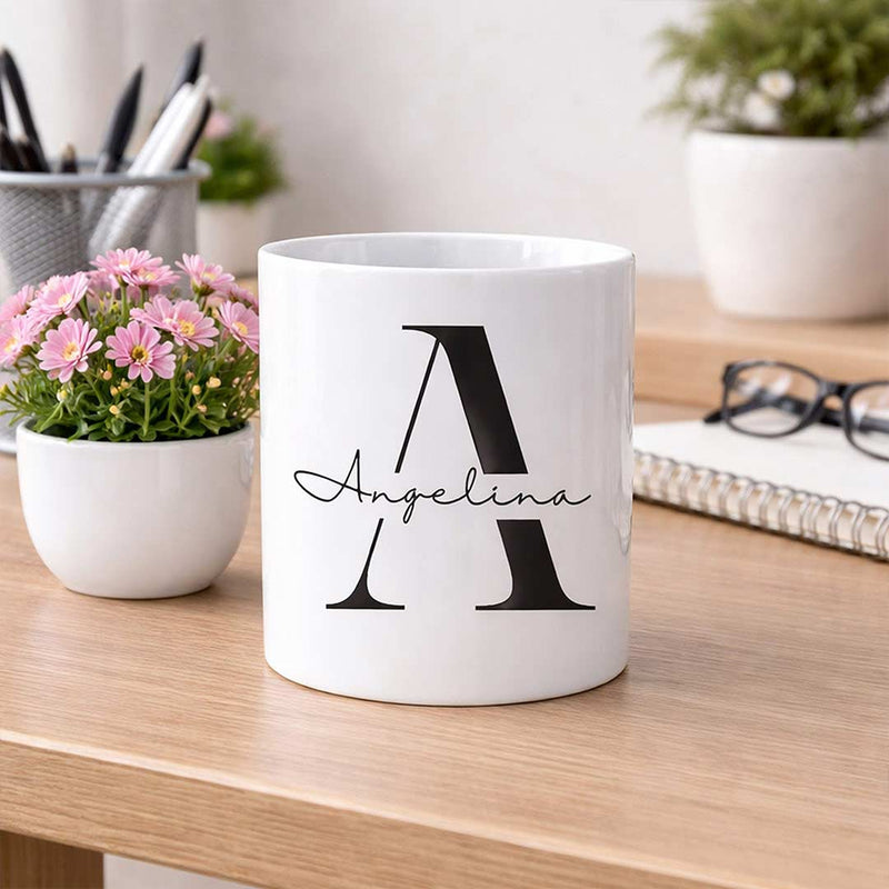 Personalized Initial & Name Ceramic Mug 250ml | Custom Monogram Gift | Love Craft Gifts™