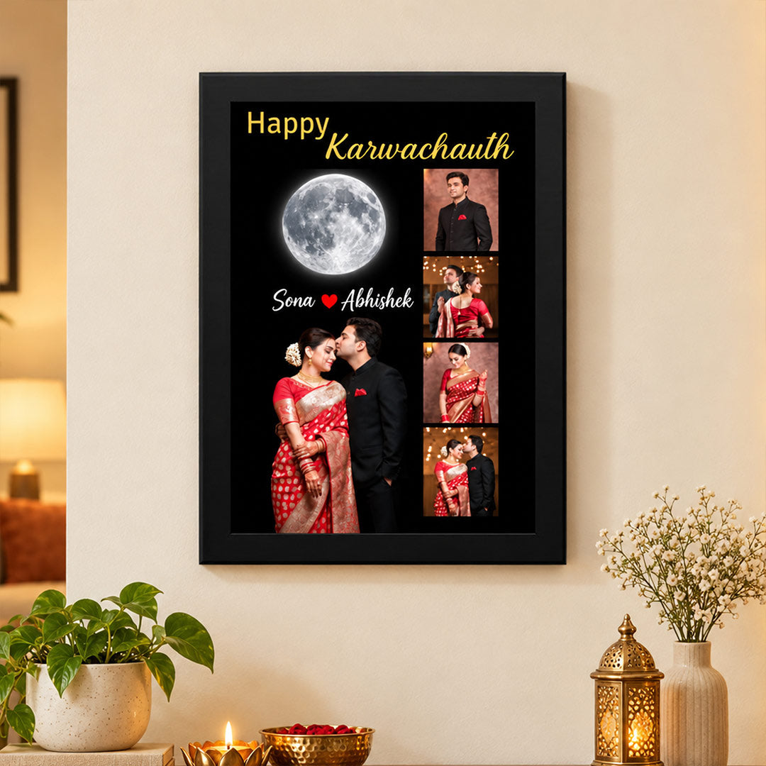 Personalized Karwa Chauth Gift for Husband | Couple Photo Frame | Love Craft Gifts™