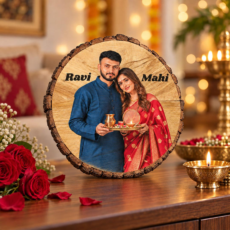 Personalized Karwa Chauth Gift for Husband | Custom Couple Photo | Love Craft Gifts™
