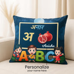 Kids ABC & Hindi Learning Personalized Cushion (10x10) | Love Craft Gifts