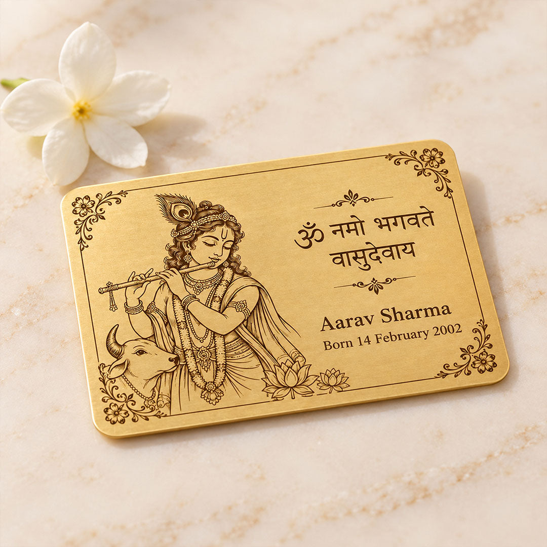 Personalized Krishna Mantra Wooden Card | Love Craft Gifts™