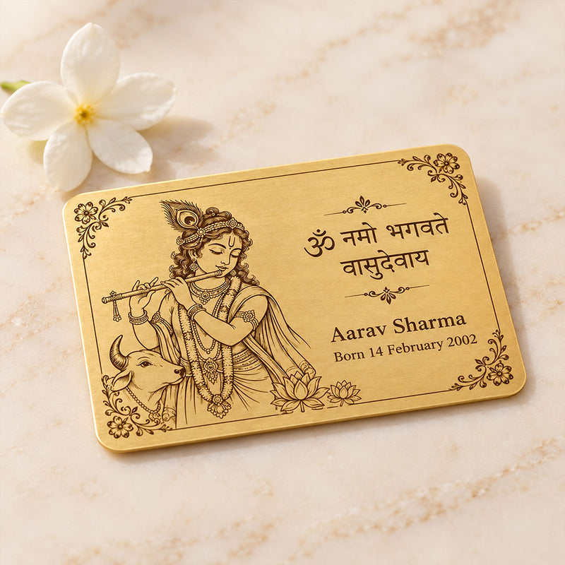 Personalized Krishna Mantra Wooden Card | Love Craft Gifts™