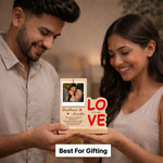 Personalized Love Wooden Table Top Frame | Custom Couple Photo & Text Romantic Keepsake Gift for Couples 6x6" | Love Craft Gifts™