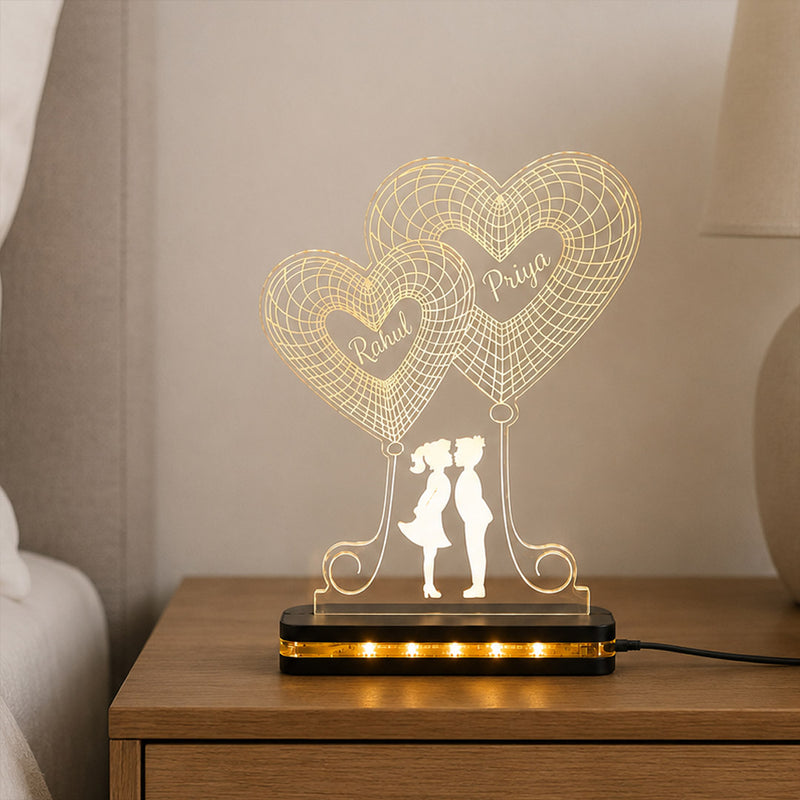 Personalized Love Heart LED Acrylic Lamp 6x8" | Custom Names Gift for Husband Wife | Love Craft Gifts™