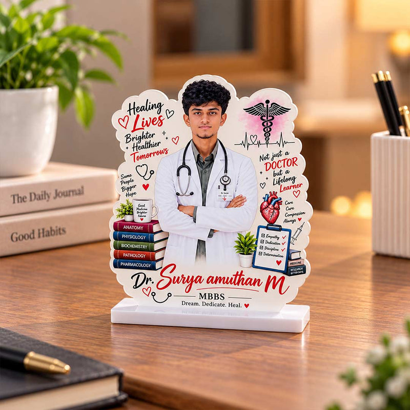 Personalized MBBS Doctor Photo Stand 6x7" | Custom Medical Graduation Gift | Love Craft Gifts™