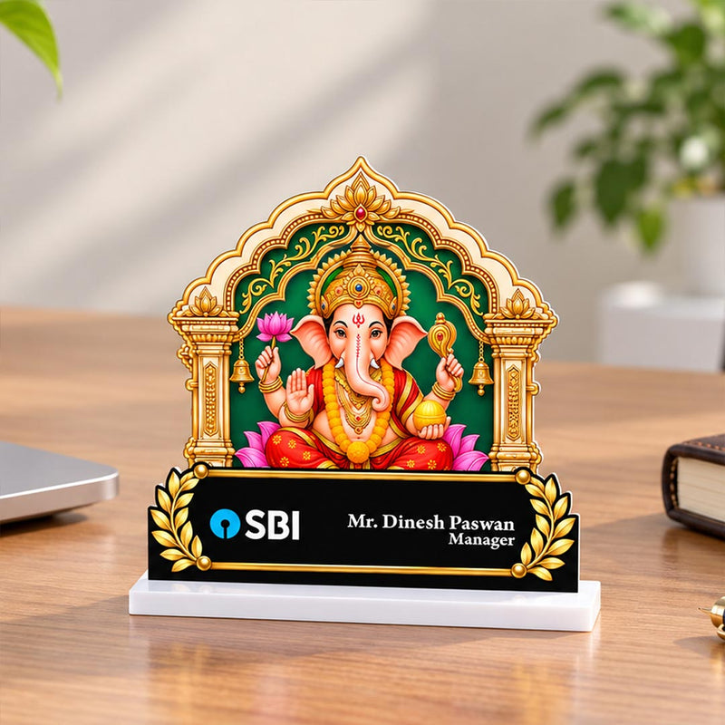 Personalized Manager Desk Nameplate | Lord Ganesha Office Decor | Love Craft Gifts™