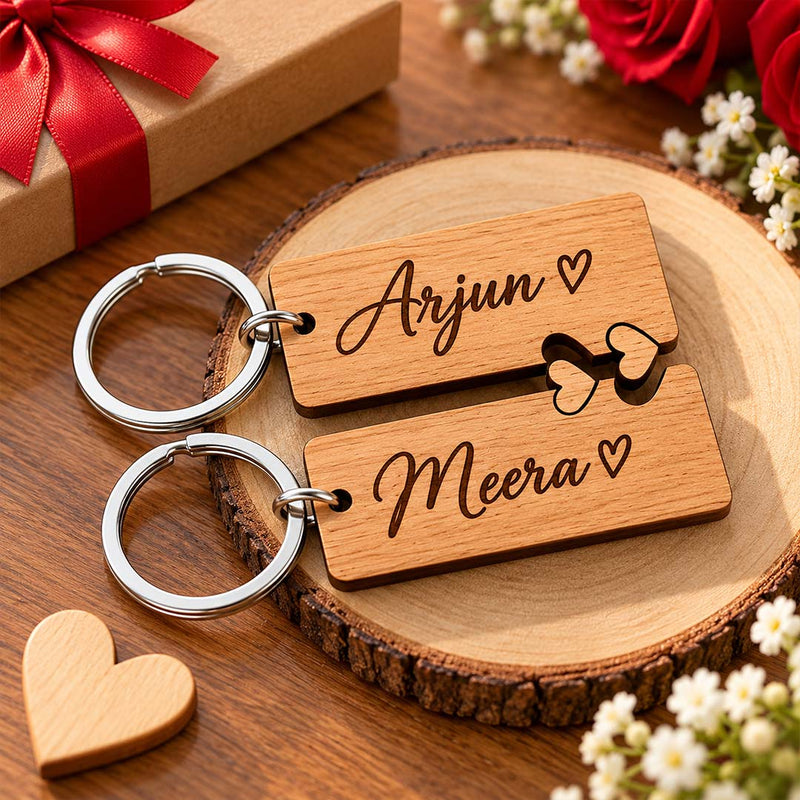 Personalized Matching Keychain Set | Custom Names Romantic Couple Gift | Love Craft Gifts™
