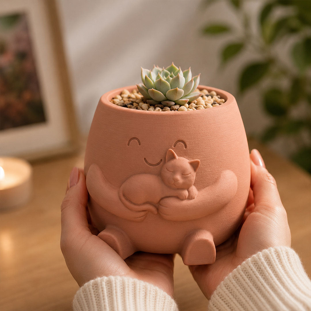 Personalized Minimal Planter 5 Inch | Custom Name Rounded Plant Pot for Desk & Home Decoration
