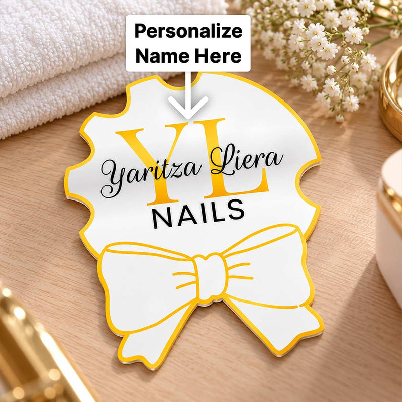 Personalized Nail Artist Acrylic Name Disc 4x4" | Custom Initials and Salon Name Display | Love Craft Gifts™