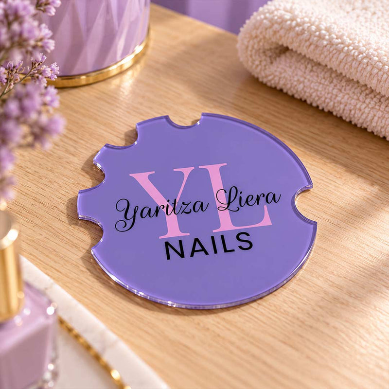 Personalized Nail Salon Name Disc 4x4" | Custom Acrylic Branding Sign | Gift for Beauty Professionals | Love Craft Gifts™