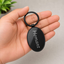 Personalized Oval Metal Keychain | Custom Name Keyring | Premium Black Metal Key Holder | Love Craft Gifts™