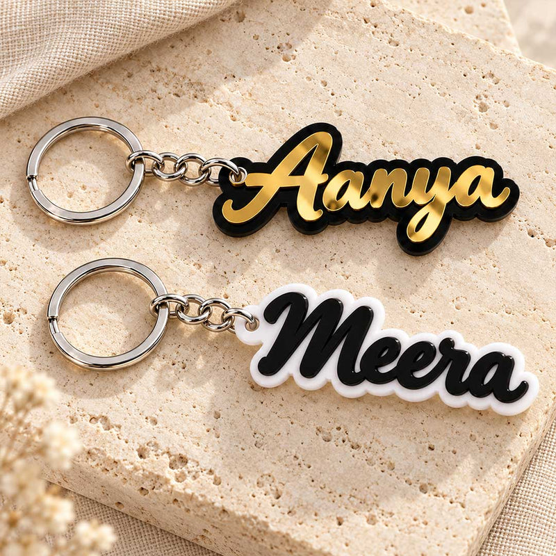 Personalized Nameplate Keychain 2x3" with Elegant Cursive Lettering | Love Craft Gifts™