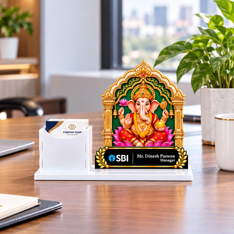 Personalized Office Table Stand 10x7" | Lord Ganesha Corporate Gift | Love Craft Gifts™