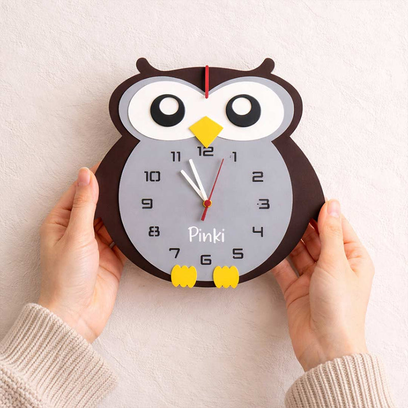 Personalized Owl Name Wall Clock 8×10" | Cute Kids Room Décor | Love Craft Gifts™