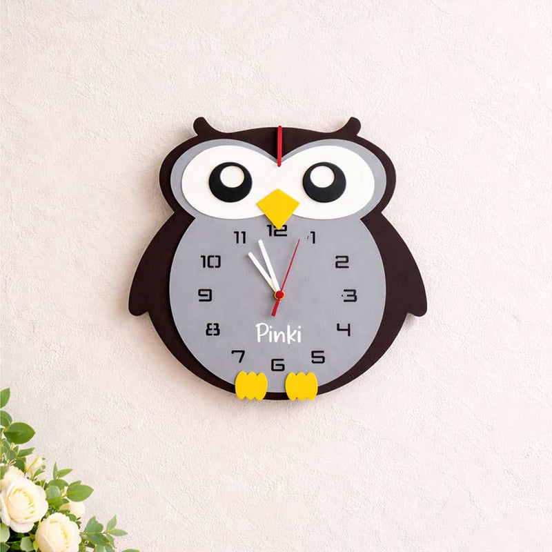 Personalized Owl Wall Clock | Custom Name Birthday Gift for Kids | Love Craft Gifts™