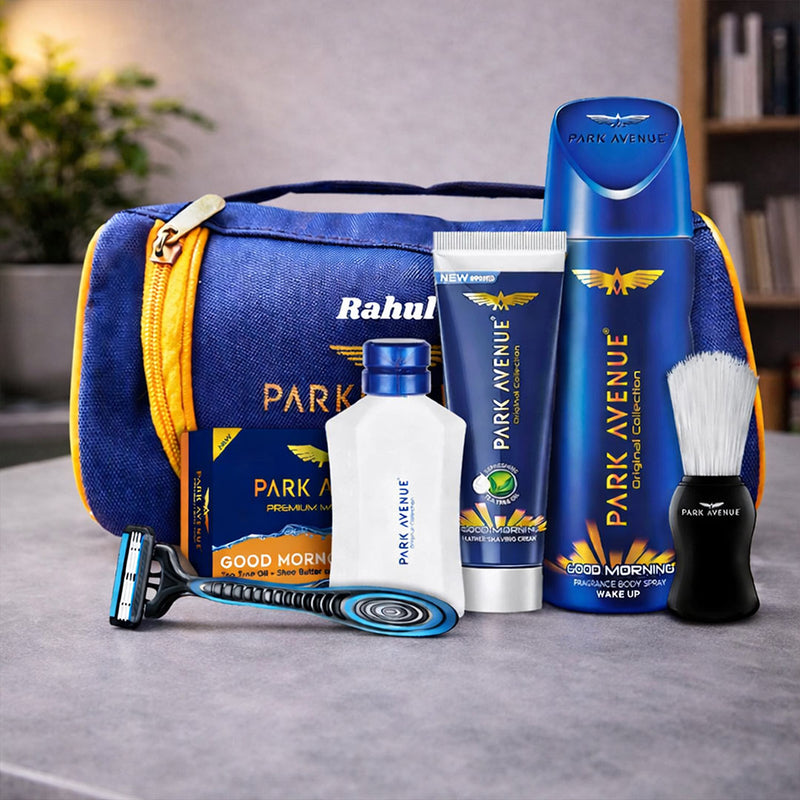 Personalized Park Avenue Luxury Grooming Collection 8-in-1 Grooming Kit for Men with Travel Pouch | Love Craft Gifts