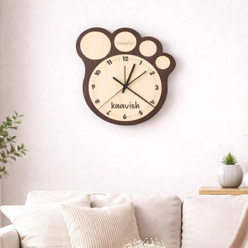 Personalized Paw Wall Clock 8×8" | Custom Name Birthday Gift | Love Craft Gifts™