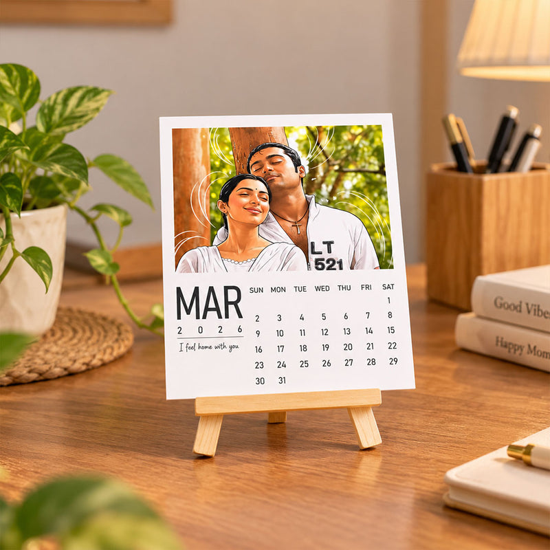 Personalized Photo Desk Calendar Set with January to December Cards | Love Craft Gifts™