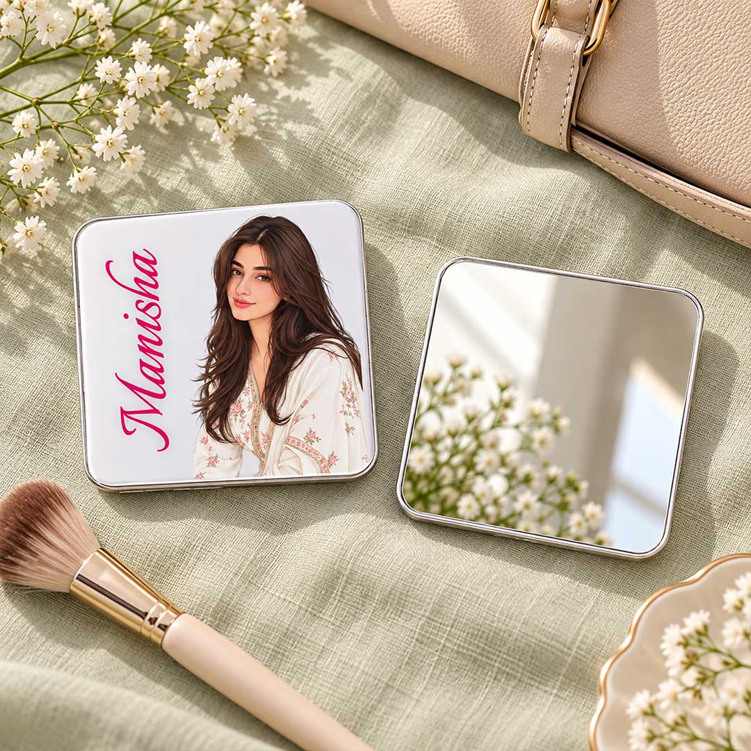 Personalized Picture Compact Mirror with Name | Love Craft Gifts™