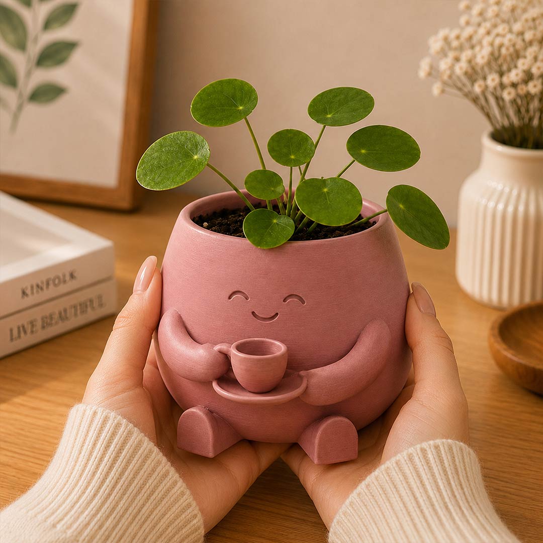 Personalized Plant Buddy Planter 5 Inch | Custom Name Plastic Plant Pot for Office Desk, Bedroom, Balcony & Plant Lover Gifting