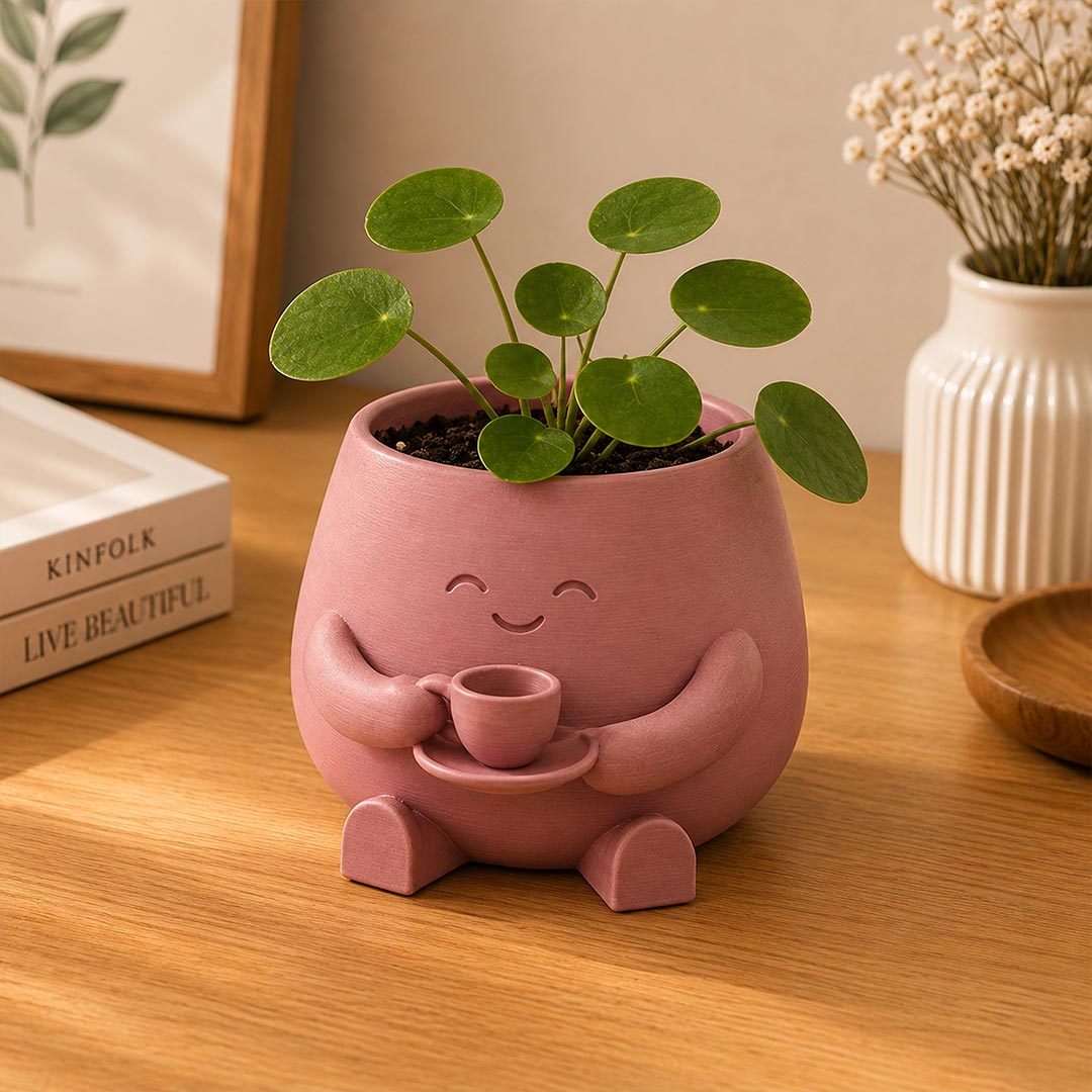 Personalized Plant Buddy Pot 5 Inch with Custom Name | Cute Plastic Indoor Planter for Desk, Balcony & Home Décor | Love Craft Gifts™