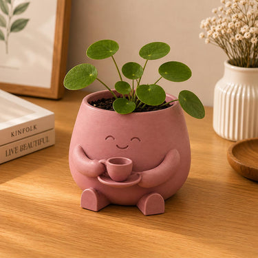 Personalized Plant Buddy Pot 5 Inch with Custom Name | Cute Plastic Indoor Planter for Desk, Balcony & Home Décor | Love Craft Gifts™