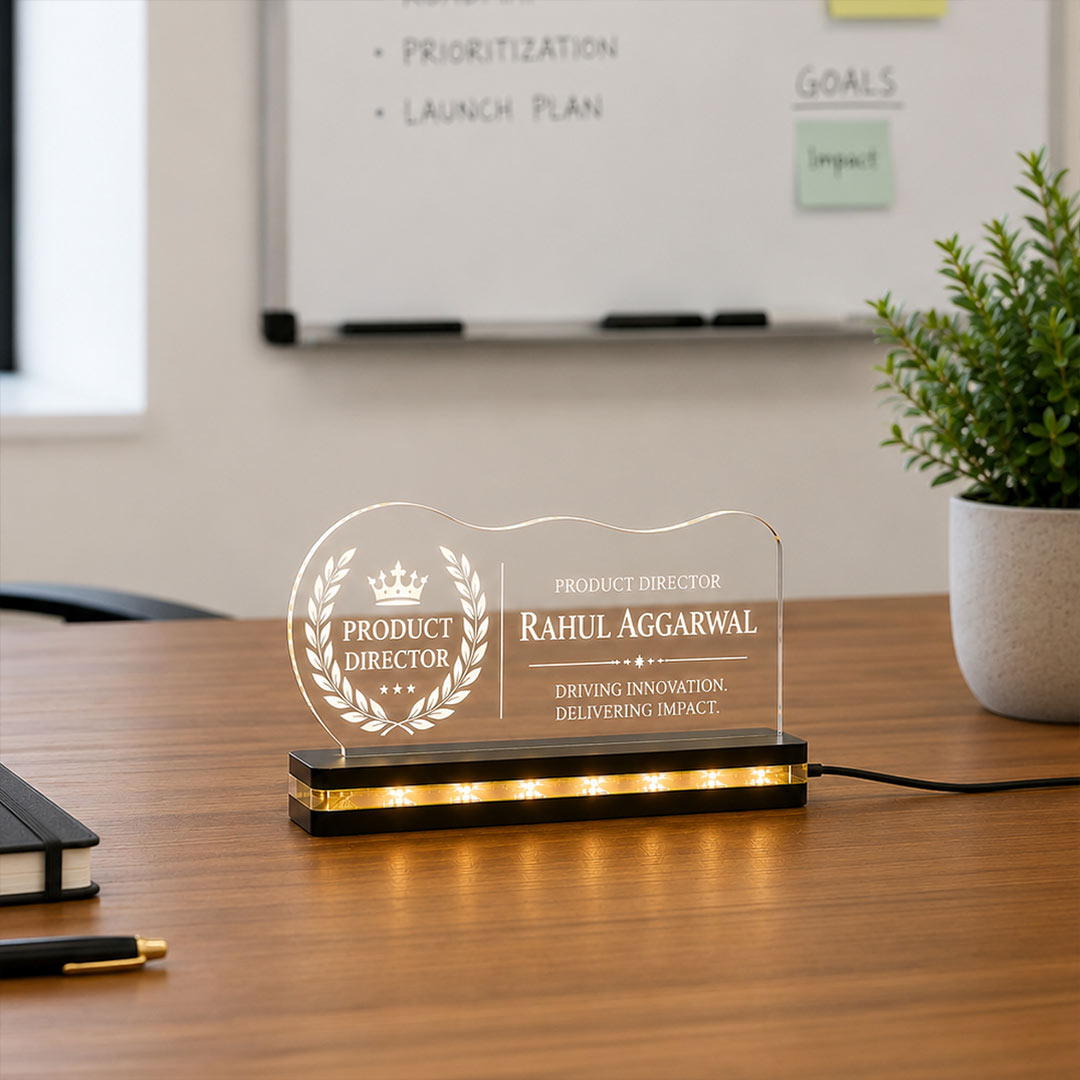 Personalized Product Director LED Desk Nameplate 6x8 Inch | Custom Corporate Office Gift | Love Craft Gifts™