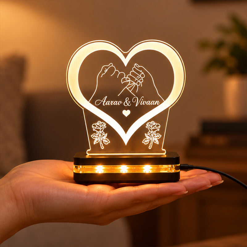 Personalized Promise LED Lamp for Couple | Custom Names Heart Light | Love Craft Gifts™