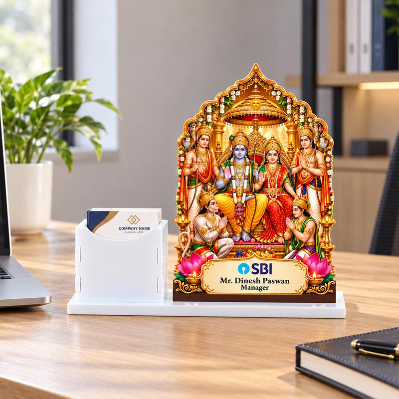 Personalized Ram Darbar Business Card Holder 10x7" | Diwali Corporate Gift | Love Craft Gifts™