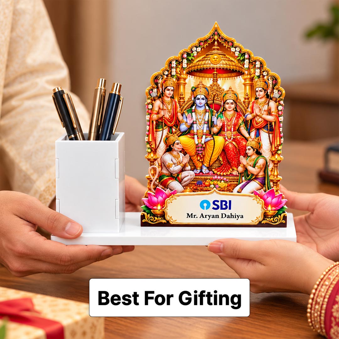 Personalized Ram Darbar Pen Holder for Employee Diwali Gifting