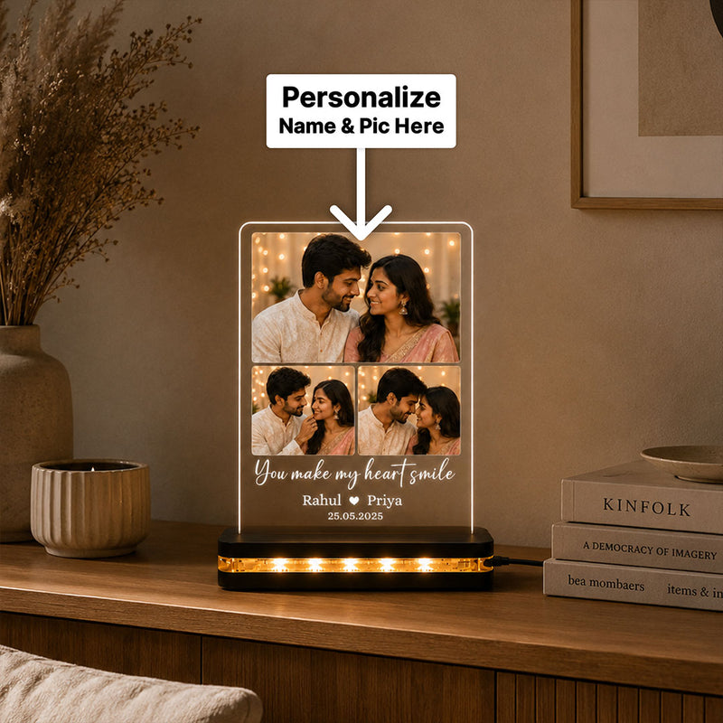 Personalized Romantic Couple LED Lamp 7x8" | Custom Photos, Names and Special Date | Love Craft Gifts™