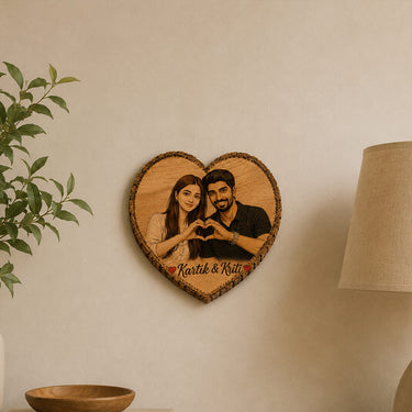 Personalized Romantic Couple Portrait Wooden Plaque 7x7" | Love Craft Gifts™